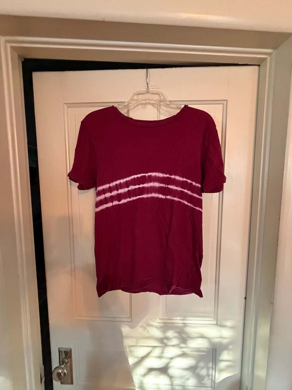 Vans Original T-Shirt Maroon with White Striped Tie-Dye Detail